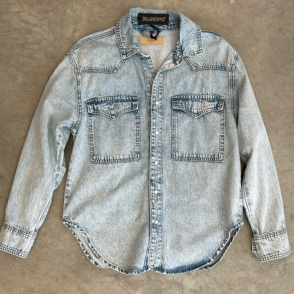 BlankNYC Oversized Denim Shirt Cool Ice in Small